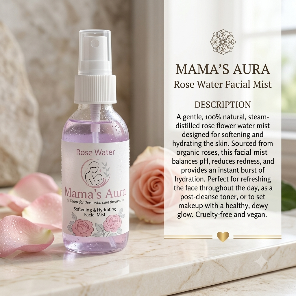 Softening & Hydrating Rose Water Facial Mist - by Mama's Aura