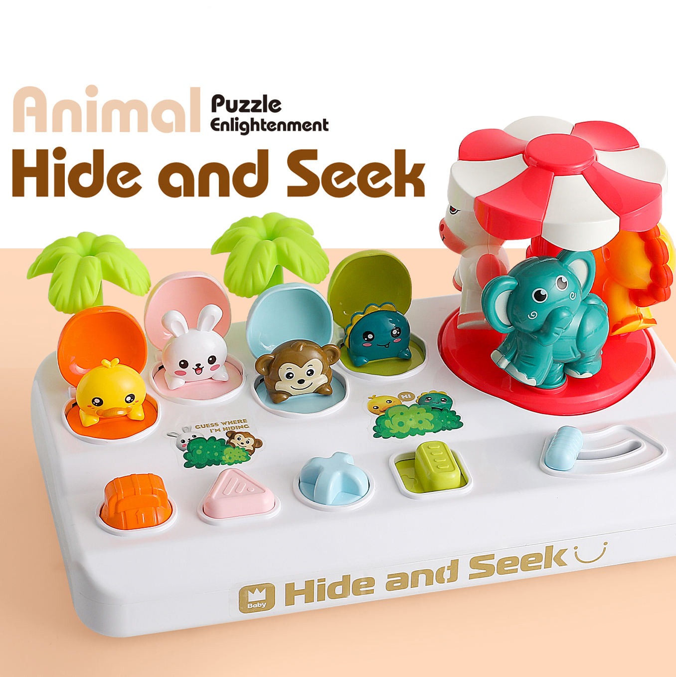 Pop Up Peekaboo Hide & Seek Animal with Carousel - by Mama's Aura