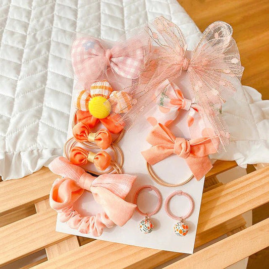 Cute Flowers and Bow Elastic Hairbands (Pack of 10) - by Mama's Aura