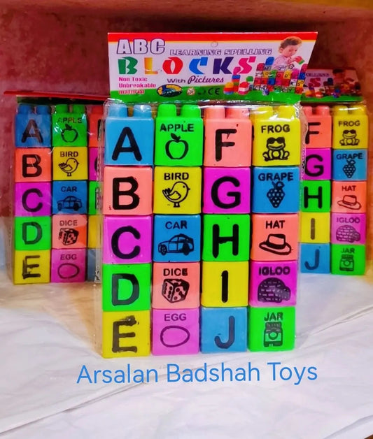 Educational Blocks Toys Set , Alphabet Letters Words -A to Z - by Mama's Aura