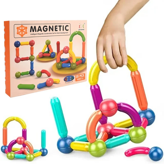 25 Pcs Magnetic Building Blocks Set | STEM Educational Rods & Balls Toy for Kids - by Mama's Aura