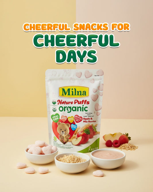 Milna Nature Organic Puffs 15g – Apple & Mixed Berries, Healthy Baby Snack - by Mama's Aura