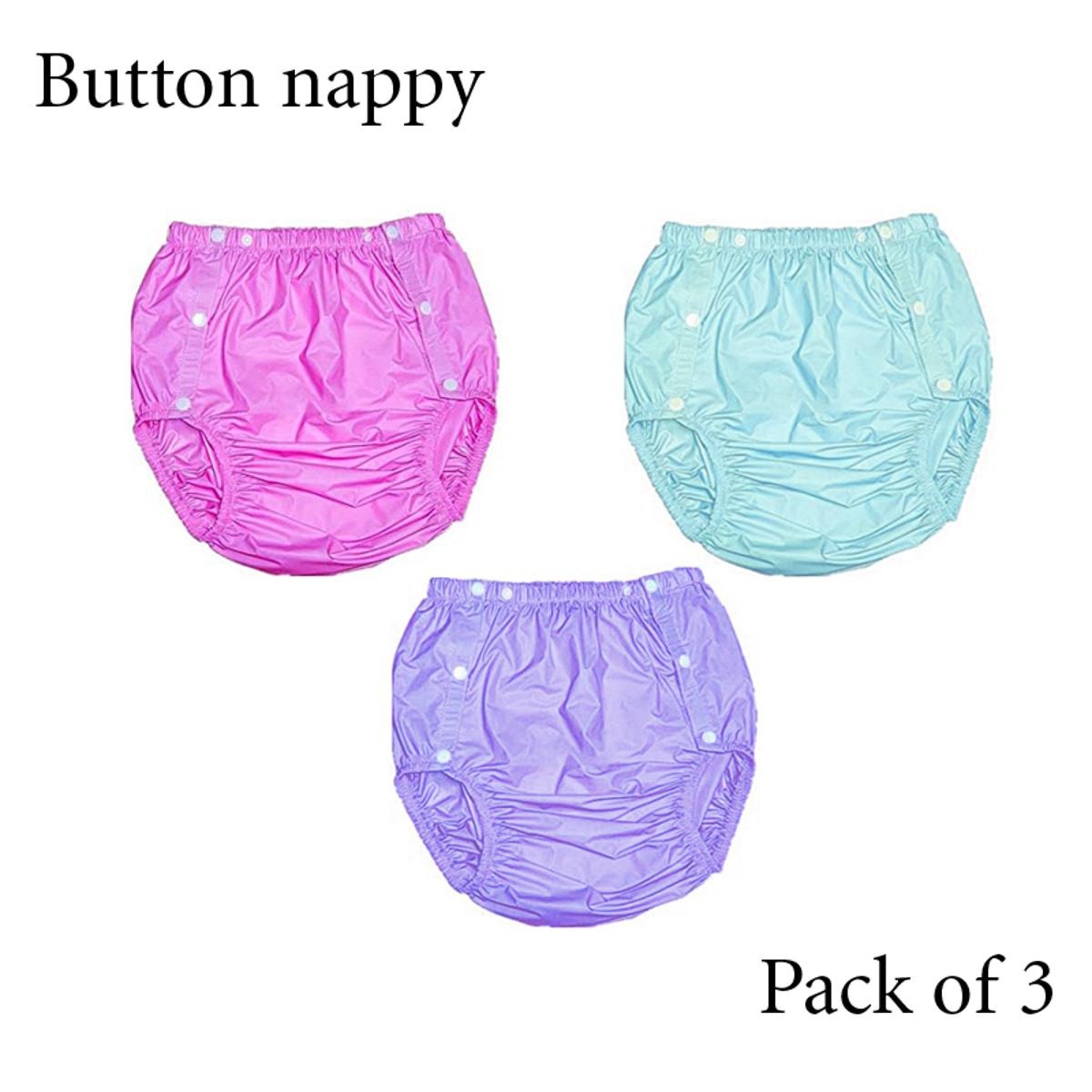 3 Pcs Set - Baby Washable Adjustable Button Plastic Diaper Nappy - by Mama's Aura