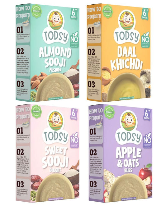 Baby Food - Baby Cereal - TODSY CEREAL - Pack Of 4 Cereals (275g Each) 6+ Months - by Mama's Aura