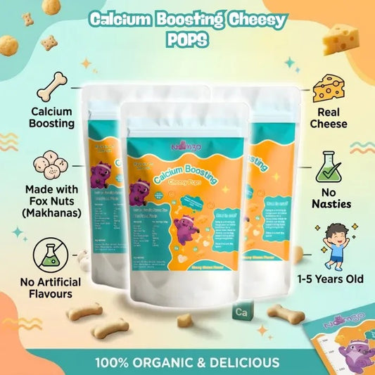 Nomzo Pack of 3 Calcium Boosting Cheesy Pops for Kids & Toddlers | Healthy Cheesy Snacks | Organic Snacks - by Mama's Aura